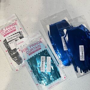 Miscellaneous Foil Fringe Curtains in Blue, Turquoise and Silver